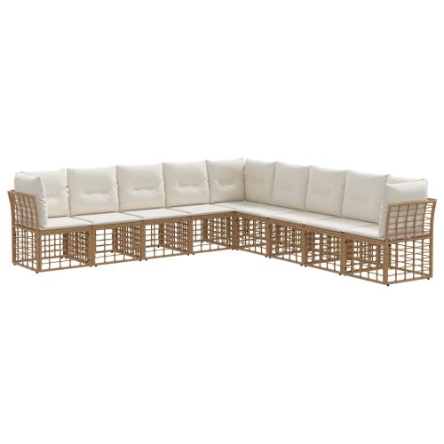 Комплект дивани за открито 9 pcs Натурално Полиестер