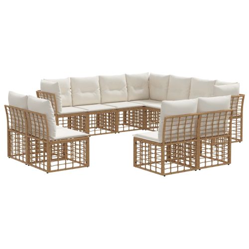 Комплект дивани за открито 11 pcs Натурално Полиестер
