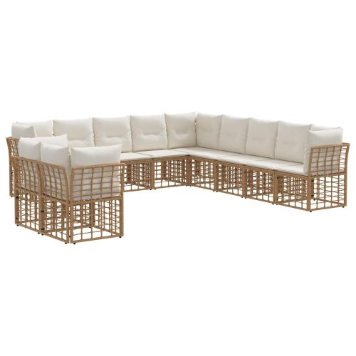 Комплект дивани за открито 11 pcs Натурално Полиестер