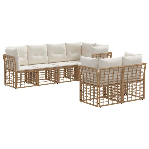 Комплект дивани за открито 7 pcs Натурално Полиестер