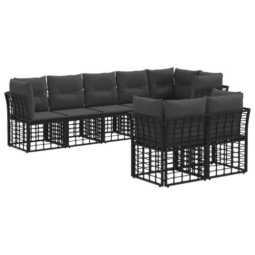 Комплект дивани за открито с възглавница 6 pcs Черно Полиестер