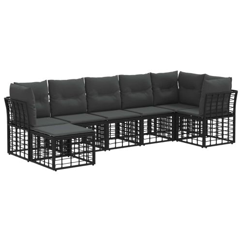 Комплект дивани за открито с възглавница 4 pcs Черно Полиестер