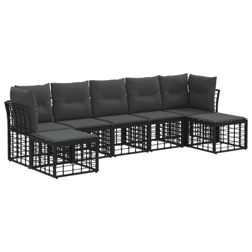 Комплект дивани за открито с възглавница 4 pcs Черно Полиестер