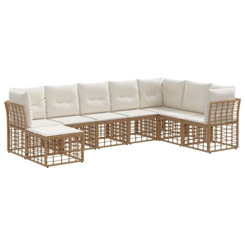 Комплект дивани за открито 8 pcs Натурално Полиестер