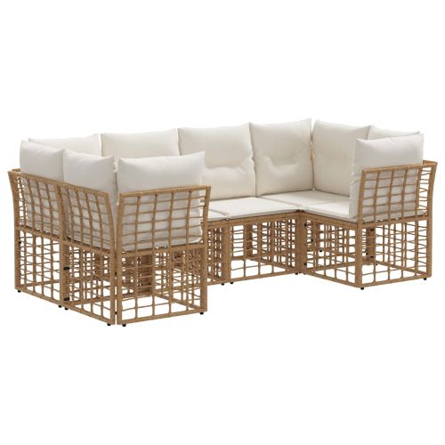 Комплект дивани за открито 6 pcs Натурално Полиестер