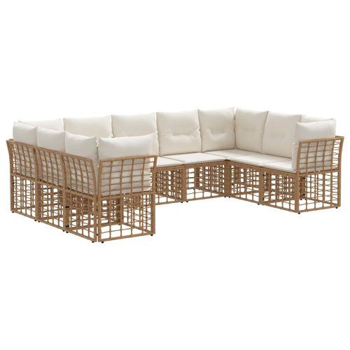 Комплект дивани за открито 9 pcs Естествено и кремаво бяло