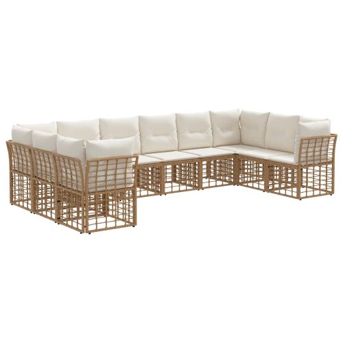 Комплект дивани за открито 10 pcs Естествено и кремаво бяло
