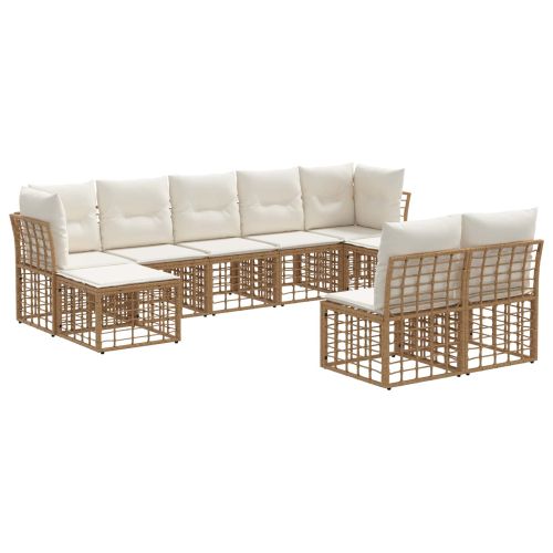 Комплект дивани за открито 9 pcs Естествено и кремаво бяло