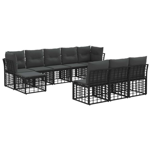 Комплект дивани за открито 4 pcs Черно и тъмно сиво Полиестер