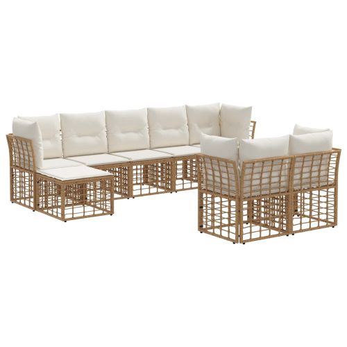 Комплект дивани за открито 6 pcs Естествено и кремаво бяло