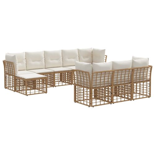 Комплект дивани за открито 10 pcs Естествено и кремаво бяло