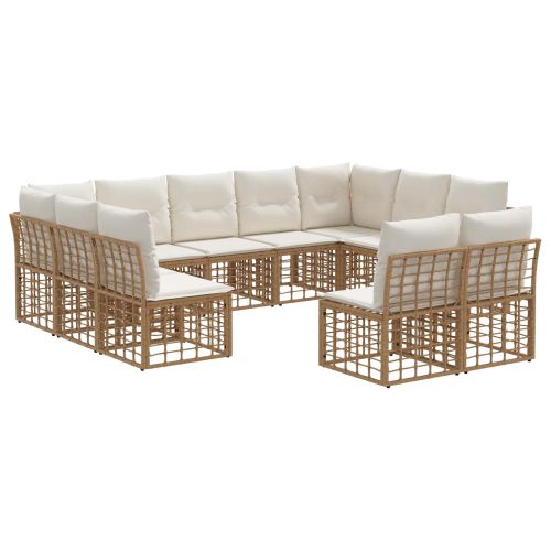 Комплект дивани за открито 11 pcs Естествено и кремаво бяло