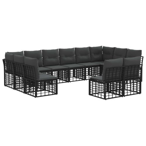 Комплект дивани за открито 6 pcs Черно и тъмно сиво Полиестер