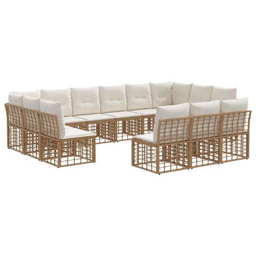 Комплект дивани за открито 10 pcs Естествено и кремаво бяло