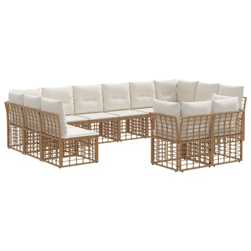 Комплект дивани за открито 12 pcs Естествено и кремаво бяло