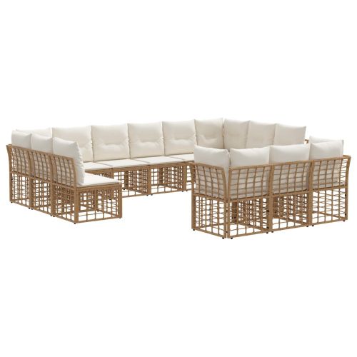 Комплект дивани за открито 13 pcs Естествено и кремаво бяло