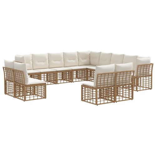 Комплект дивани за открито 13 pcs Естествено и кремаво бяло