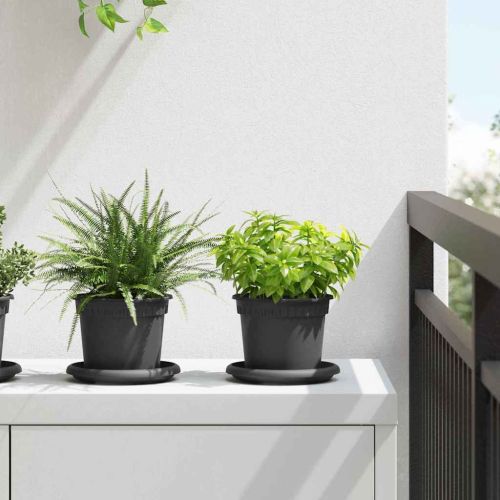Кръгла саксия за цветя 6 pcs Черно Ø 12,5 x 10 см Пластмаса