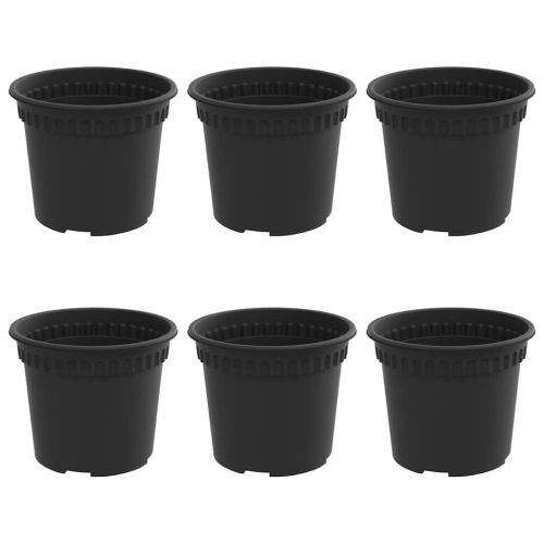 Кръгла саксия за цветя 6 pcs Черно Ø 12,5 x 10 см Пластмаса