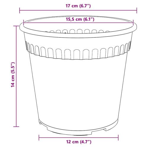 Кръгла саксия за цветя 6 pcs Черно Ø 17 x 14 см Пластмаса