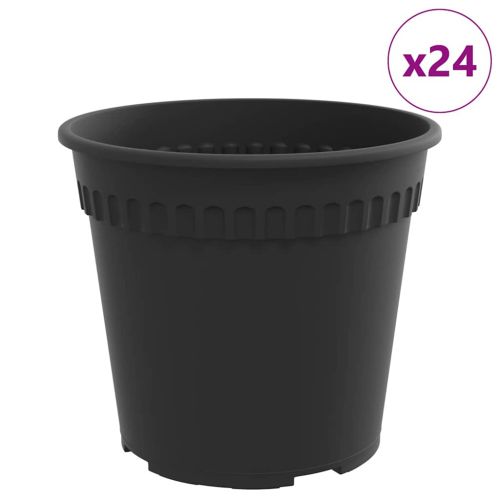 Кръгла саксия за цветя 24 pcs Черно Ø 19 x 16 см Пластмаса