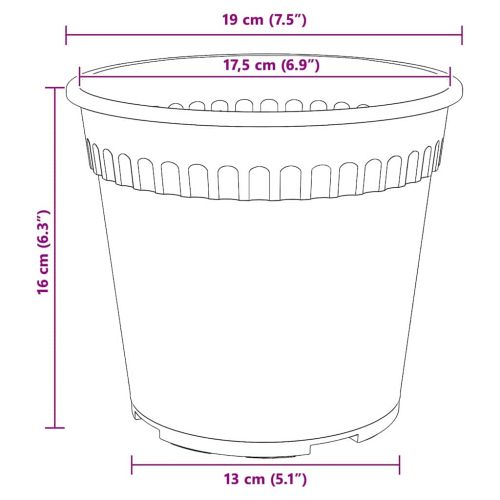 Кръгла саксия за цветя 24 pcs Черно Ø 19 x 16 см Пластмаса