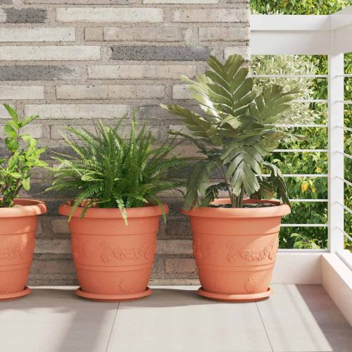 Кръгъл поднос за цветя 6 pcs Червено тухла Ø 23,5 x 2,5 см
