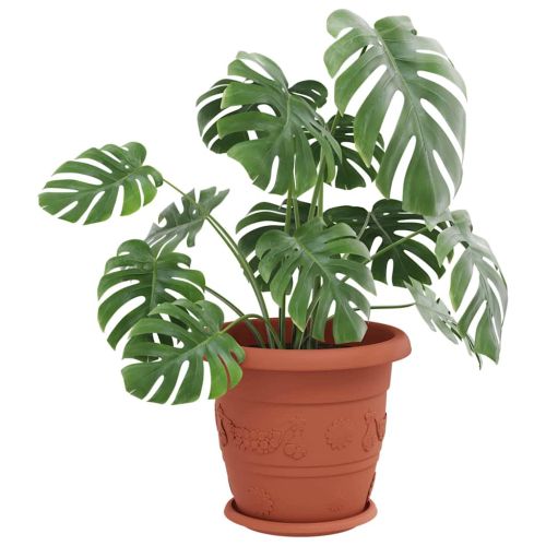 Кръгъл поднос за цветя 6 pcs Червено тухла Ø 23,5 x 2,5 см
