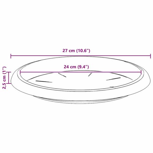 Кръгъл поднос за цветя 6 pcs Червено тухла Ø 27 x 2,5 см