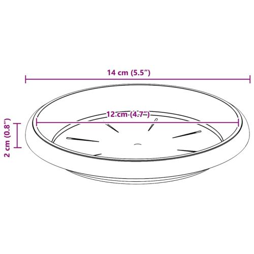 Кръгъл поднос за цветя 6 pcs Черно Ø 14 x 2 см Пластмаса