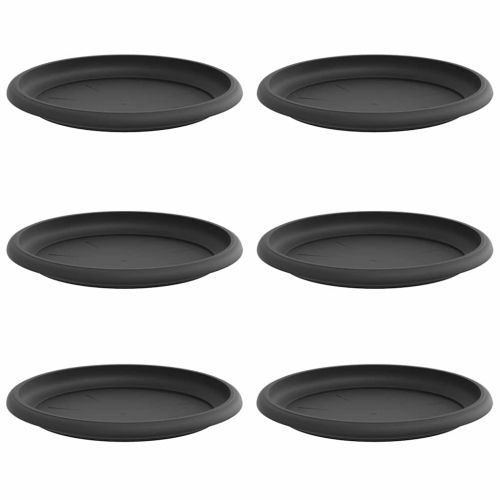 Кръгъл поднос за цветя 6 pcs Черно Ø 17,5 x 2 см Пластмаса