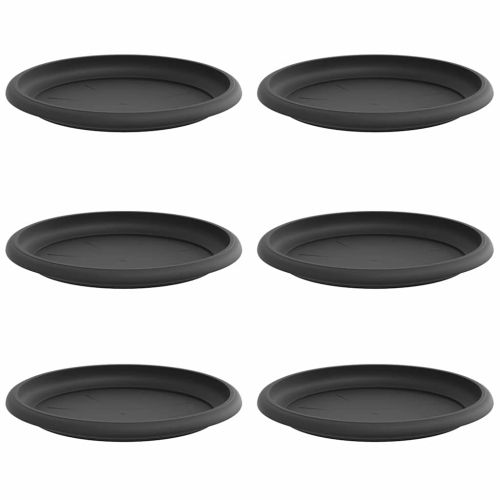 Кръгъл поднос за цветя 6 pcs Черно Ø 19 x 2 см Пластмаса