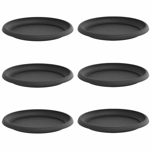 Кръгъл поднос за цветя 6 pcs Черно Ø 14 x 2 см Пластмаса