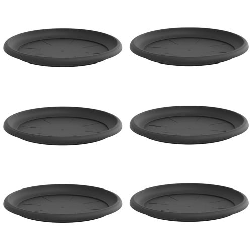 Кръгъл поднос за цветя 6 pcs Черно Ø 14 x 2 см Пластмаса