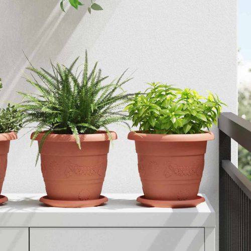 Кръгъл поднос за цветя 24 pcs Червено тухла Ø 14 x 2 см