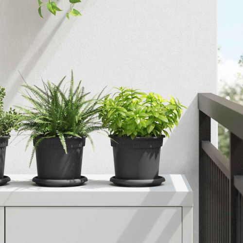 Кръгъл поднос за цветя 24 pcs Черно Ø 14 x 2 см Пластмаса
