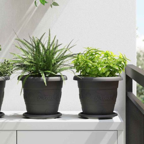 Кръгъл поднос за цветя 24 pcs Черно Ø 17,5 x 2 см Пластмаса