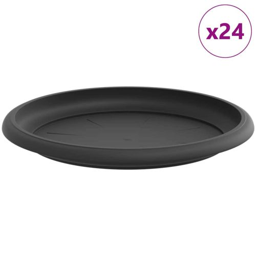 Кръгъл поднос за цветя 24 pcs Черно Ø 19 x 2 см Пластмаса