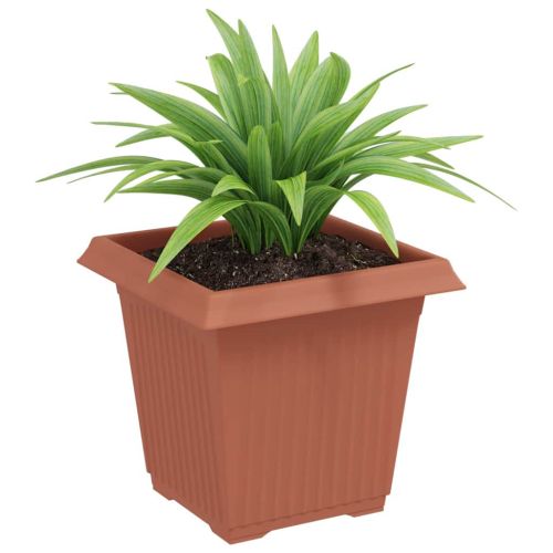 Квадратна цветна саксия 6 pcs Червено тухла 16 x 16 x 14 см