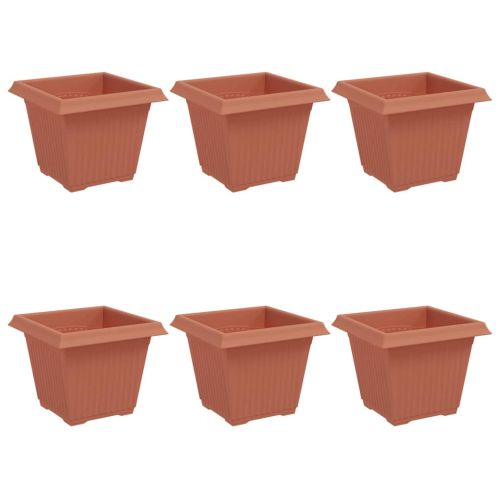 Квадратна цветна саксия 6 pcs Червено тухла 20 x 20 x 16 см