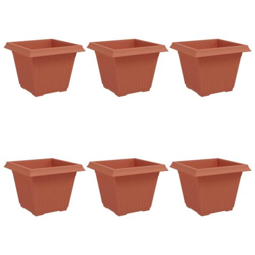 Квадратна цветна саксия 6 pcs Червено тухла 43 x 43 x 33,5 см