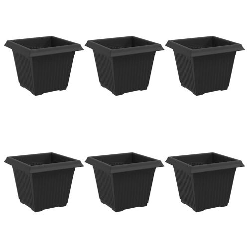 Квадратна цветна саксия 6 pcs Черно 20 x 20 x 16 см Пластмаса