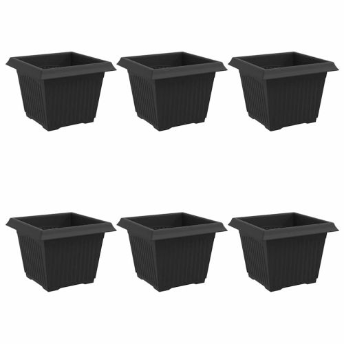Квадратна цветна саксия 6 pcs Черно 23 x 23 x 17,5 см Пластмаса