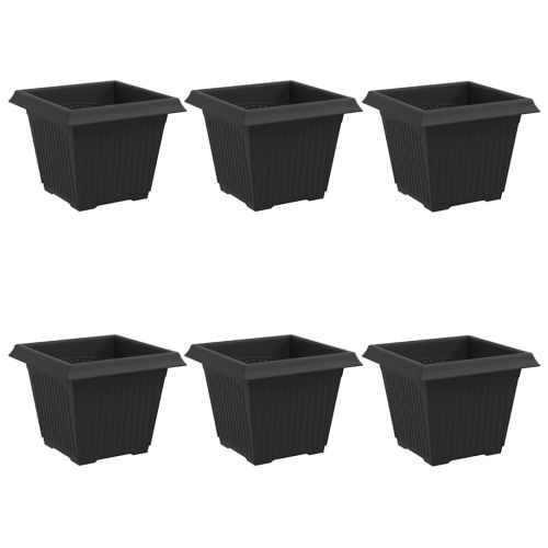 Квадратна цветна саксия 6 pcs Черно 33 x 33 x 26 см Пластмаса
