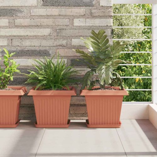 Квадратна цветна саксия 24 pcs Червено тухла Пластмаса