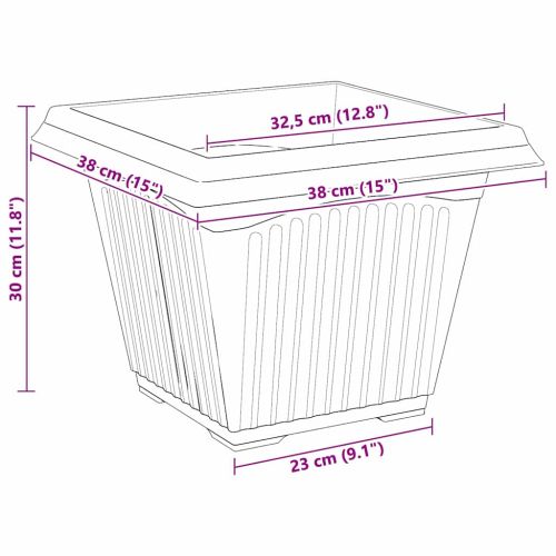 Квадратна цветна саксия 24 pcs Червено тухла 38 x 38 x 30 см