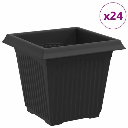 Квадратна цветна саксия 24 pcs Черно 16 x 16 x 14 см Пластмаса