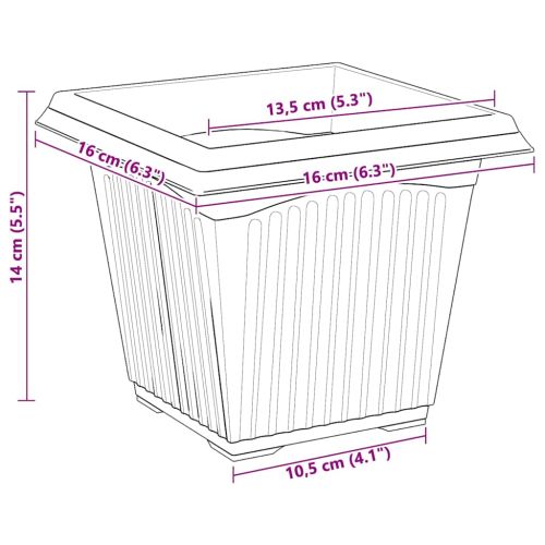Квадратна цветна саксия 24 pcs Черно 16 x 16 x 14 см Пластмаса