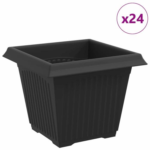 Квадратна цветна саксия 24 pcs Черно 20 x 20 x 16 см Пластмаса