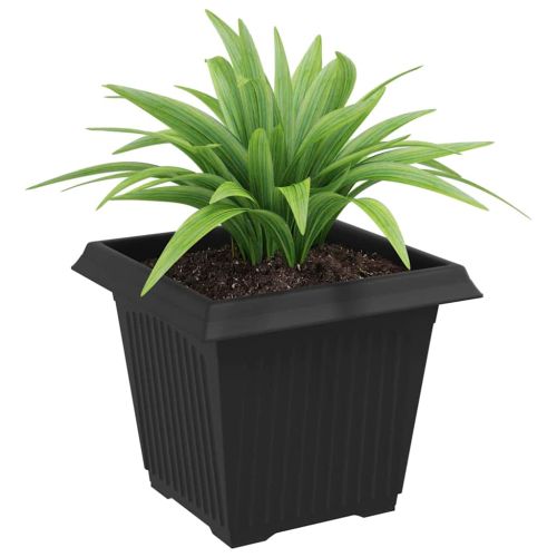 Квадратна цветна саксия 24 pcs Черно 20 x 20 x 16 см Пластмаса